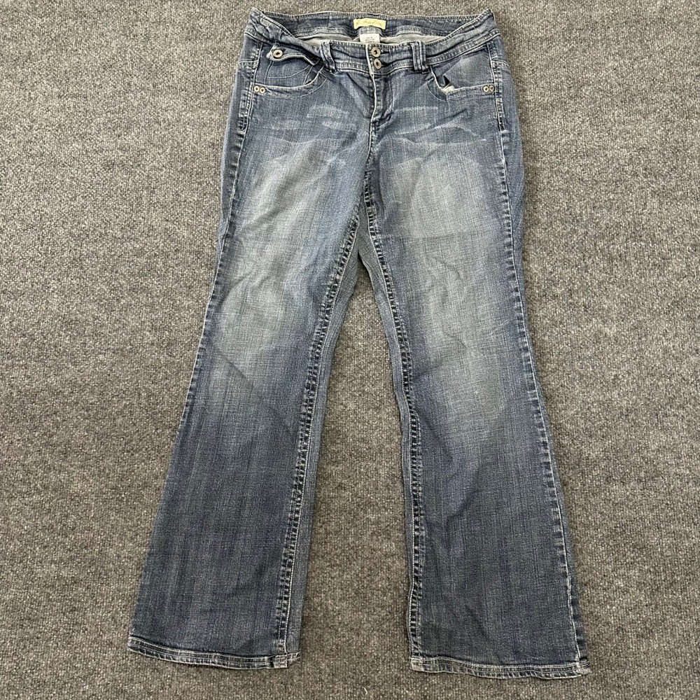 Department of Peace Jeans Womens Size 16 Blue Bootcut Stretch Denim Embroidered